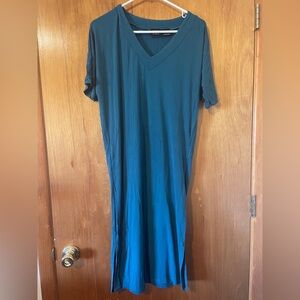 Teal midi t-shirt dress - size XS, fit up to medium